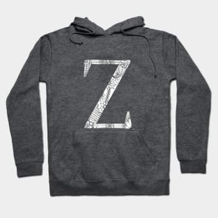 Henna Alphabet Z / Henna Letter Z - Black Henna Line Art Hoodie